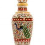 Marble Stone Flower Vase (3.5 X 3.5 X 9 Inch, Multicolour)