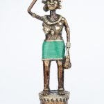 Dharohar Craft Tribal Women Standing Statue made in Dhokra Art.