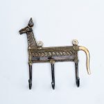 Dharohar Craft Handmade Horse Wall Hooks Stand/Key Holder for Home Office/Cloth/Towel made in Dhokra Art