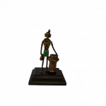 Dharohar Craft Tribal Lady Pen Stand made in Dhokra Art mounted on 2 tier wooden base