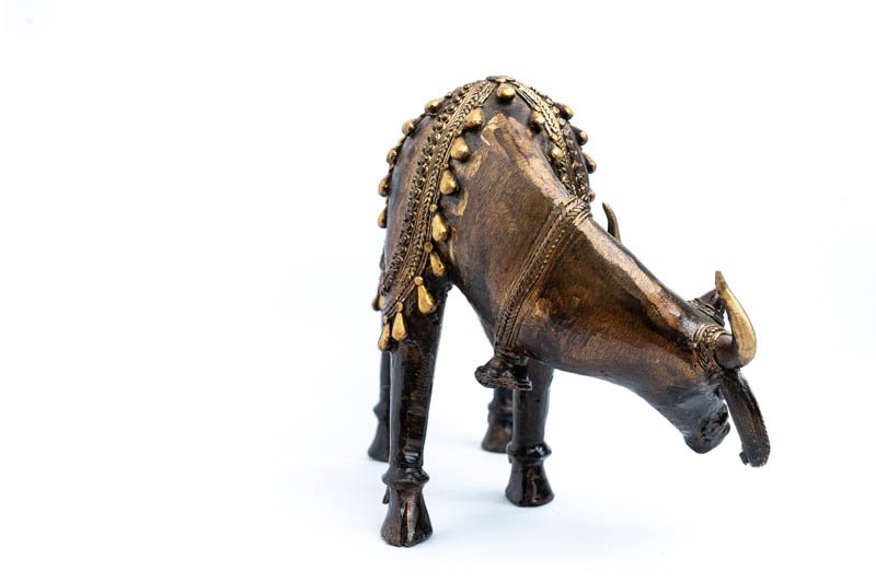 Five-Legged Holy Cow Brass Figurine Made with Dhokra Art