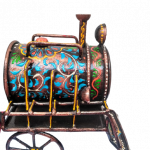 Handcrafted vintage train engine clock in metal body