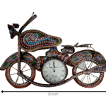 Dharohar Craft Crystal studded Wall hanging bike clock big size/wall decor/vintage clock/