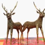 Dharohar Craft Exclusive Hairy design deer pair handcrafted in Dhokra art in Brass.