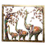 Dharohar Craft Crystal Studded Elephant Family Wall decor